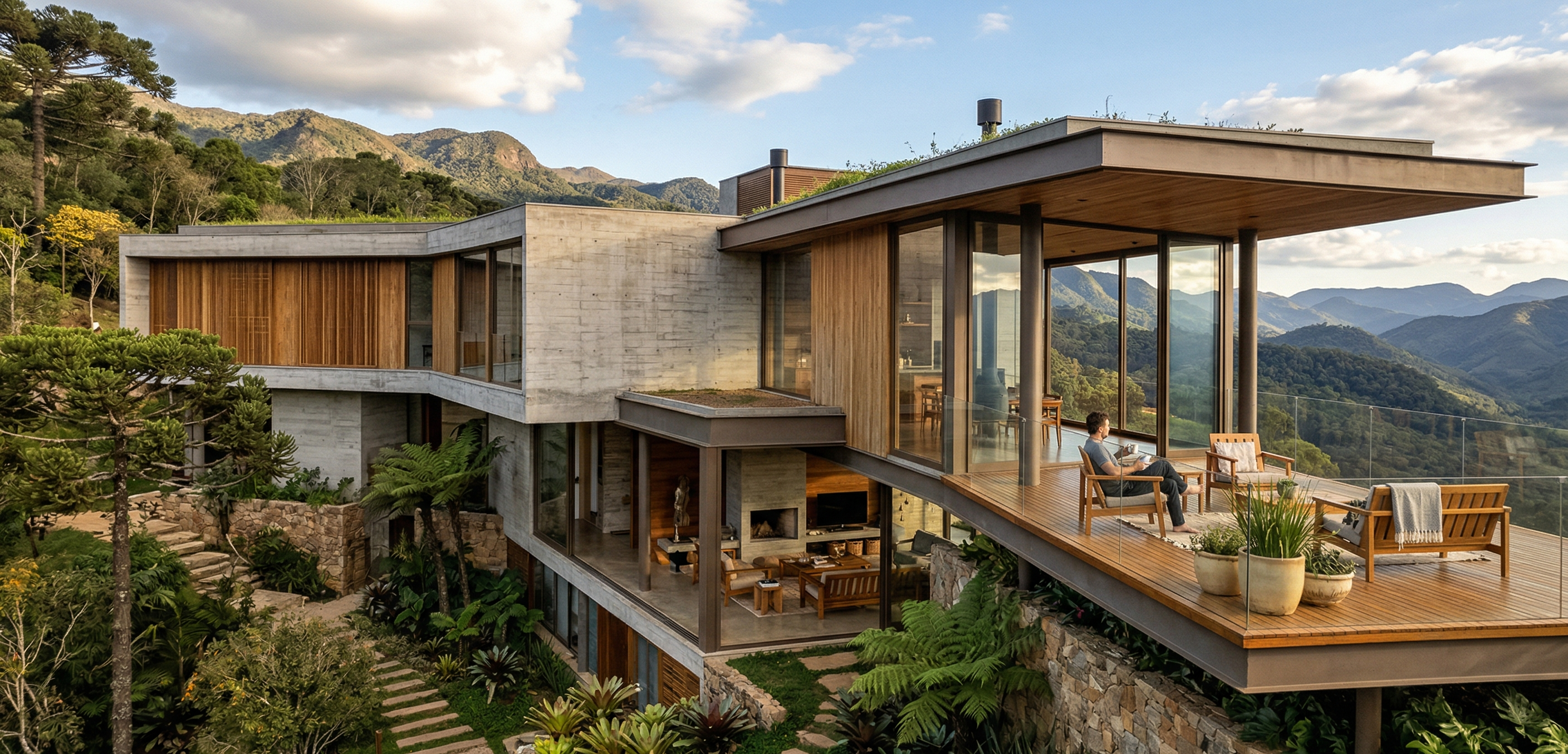 Casa Silêncio - Residência moderna integrada à paisagem montanhosa de Campos do Jordão